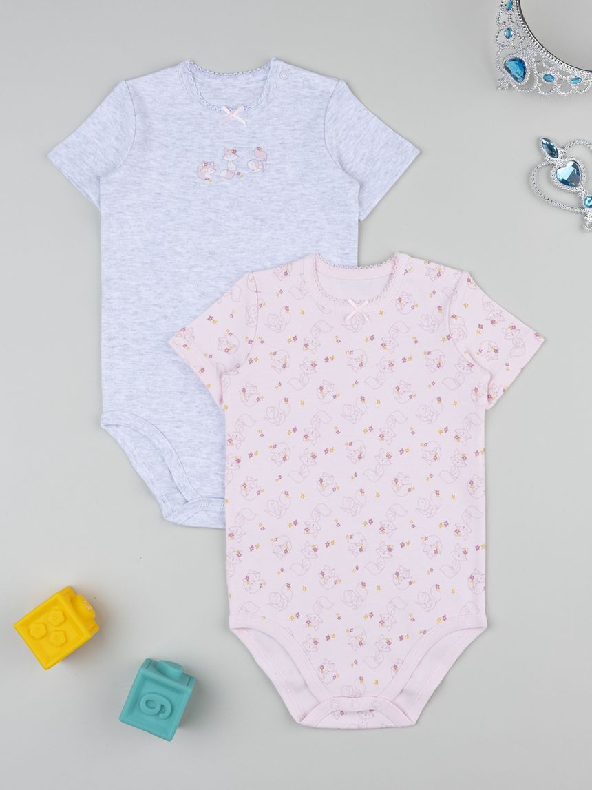 Pack 2 body bimba rosa/bianco volpi