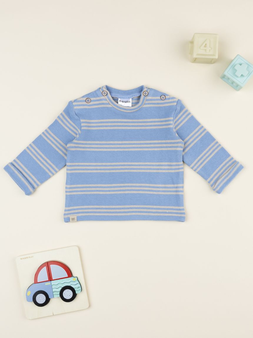 Maglia bimbo rigata azzurro/grigio