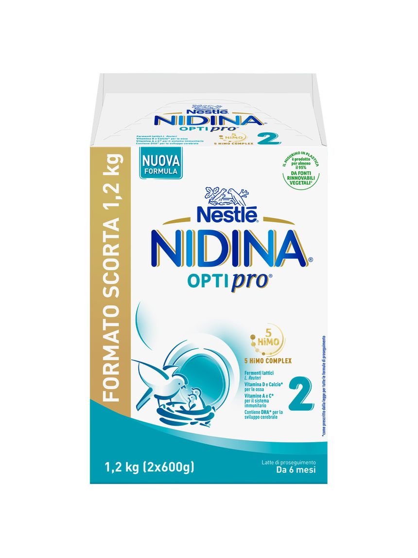 Nidina optipro 2 da 6 mesi, latte di proseguimento in polvere, 1,2 kg (2x600g) - nestlé