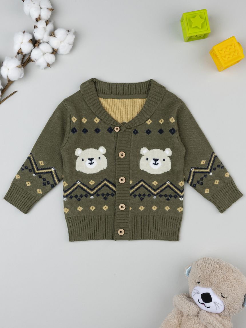 Cardigan bimbo verde ricami