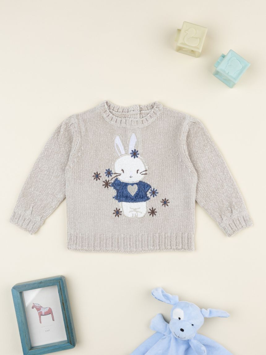 Maglia bimba beige coniglietto