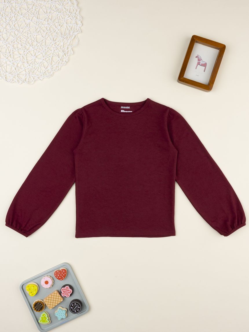 T-shirt bambina bordeaux