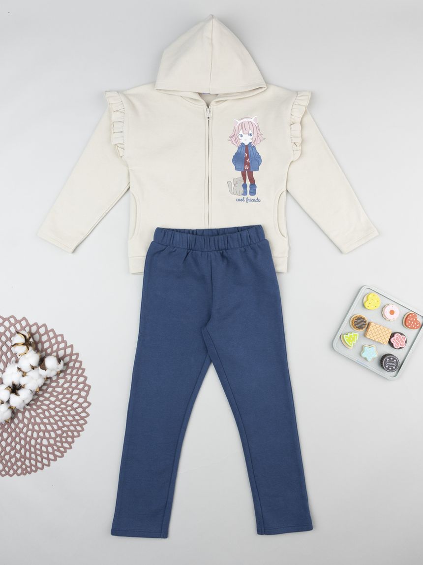 Completo jogging bimba bianco/blu
