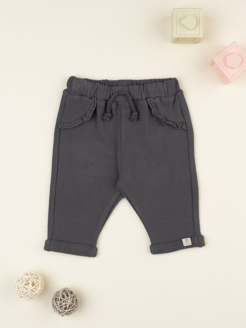 Pantalone bimba grigio maglina tagliata