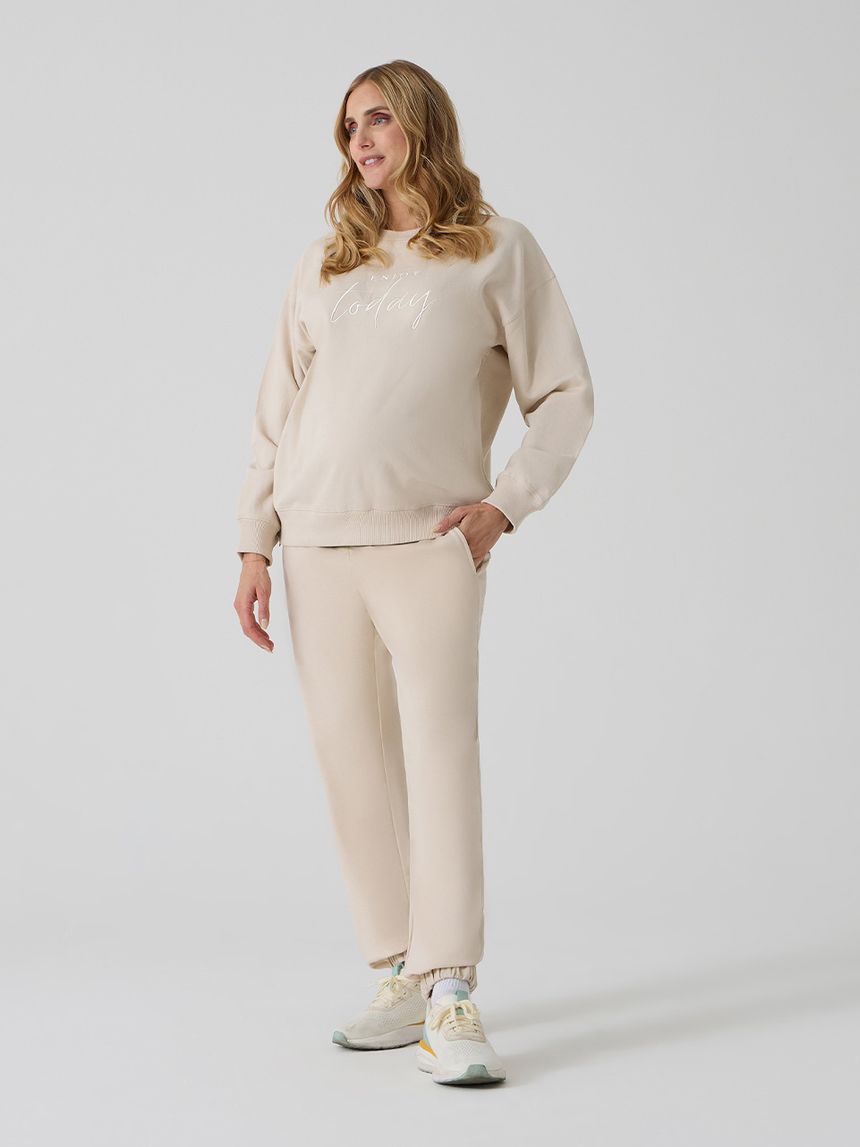 Pantalone gravidanza in felpa panna