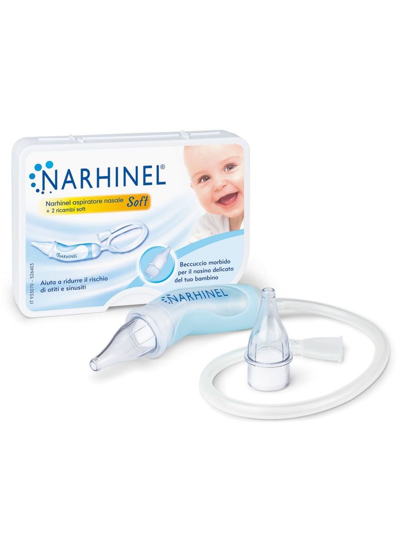 Aspiratore nasale soft per neonati e bambini - con 2 ricambi soft - narhinel