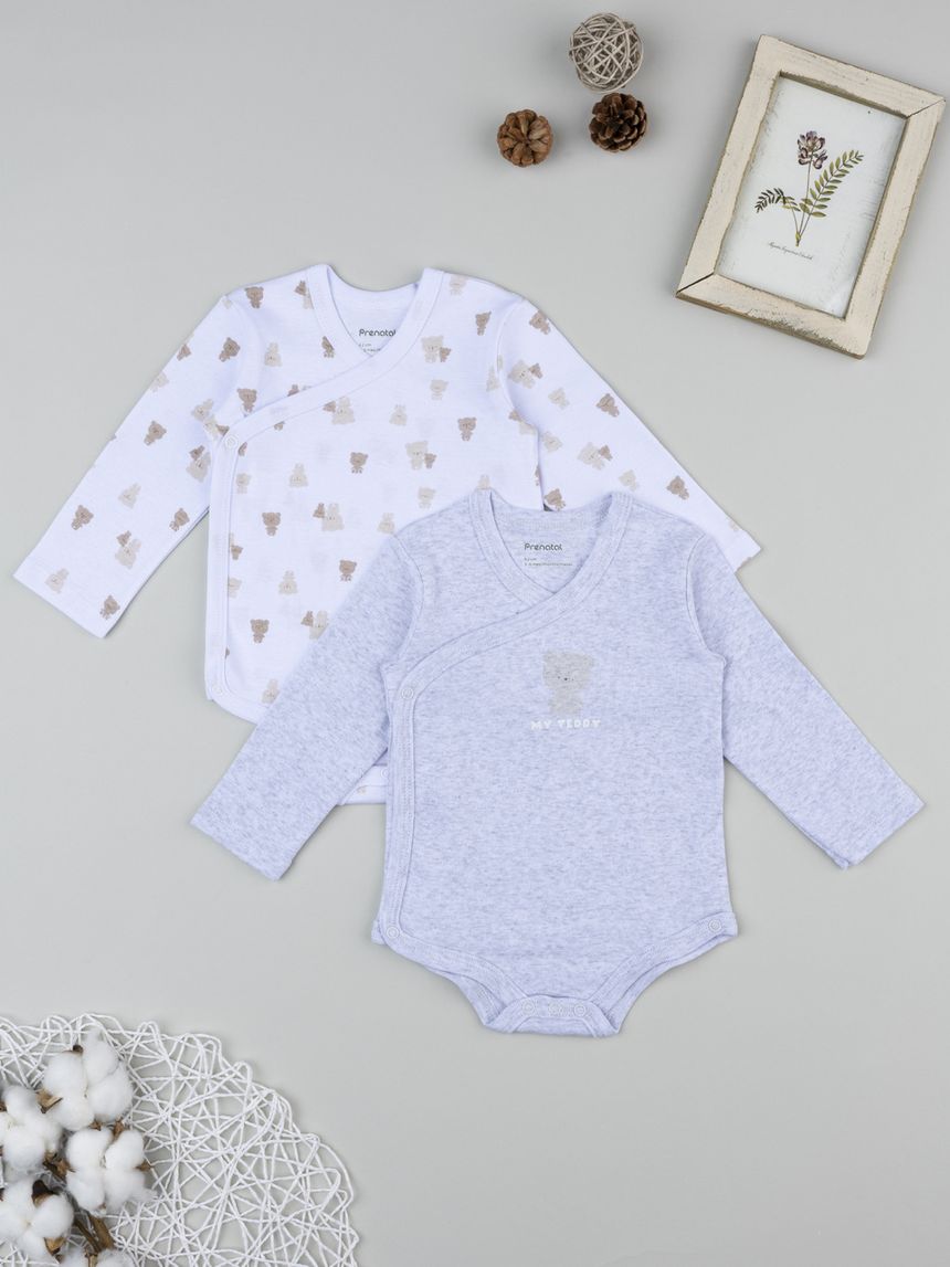 Pack 2 body bimbo manica lunga orsetti