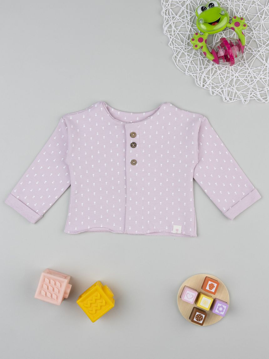 Cardigan neonata rosa con allover