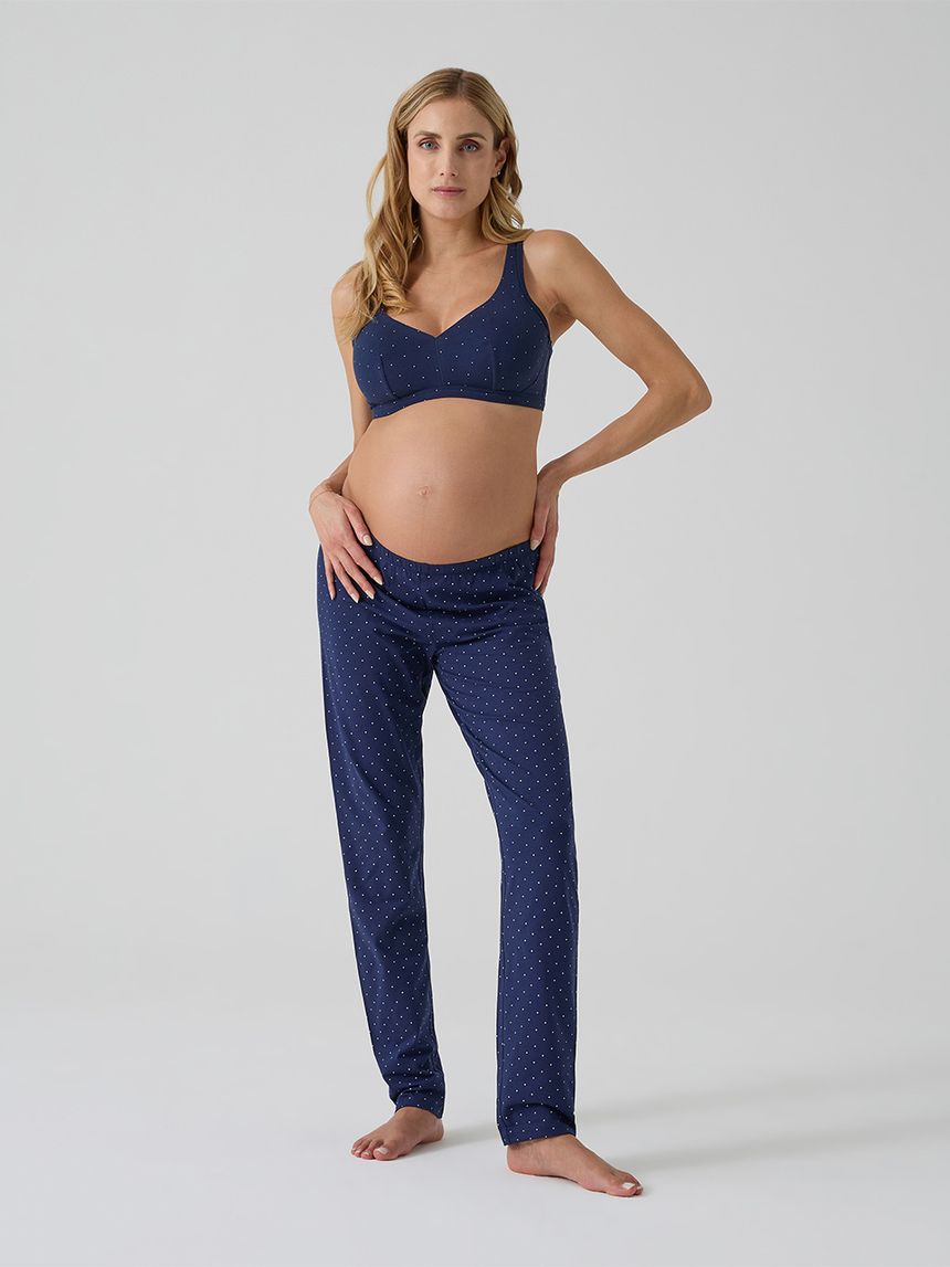 Reggiseno gravidanza senza ferretto blu con pois