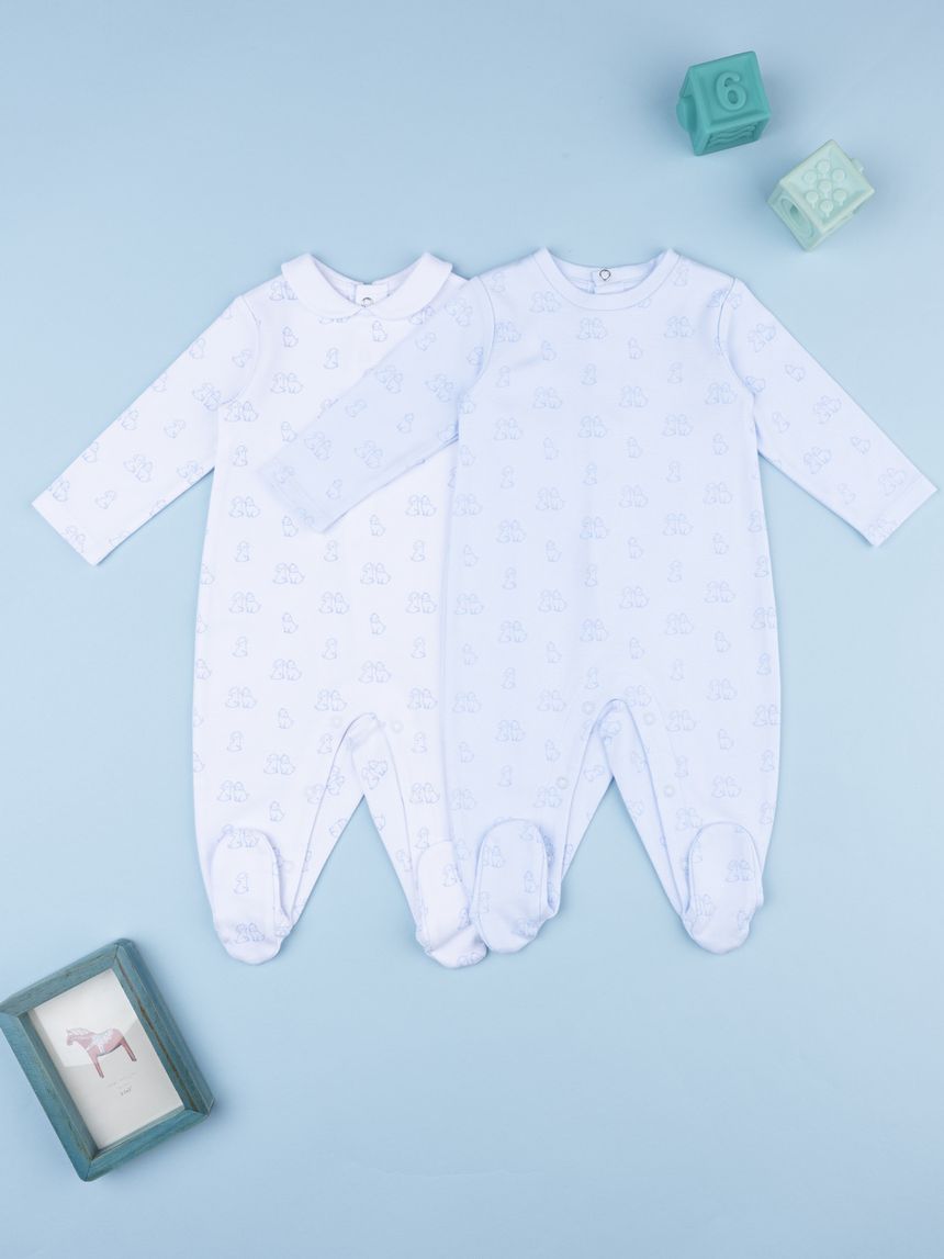 Pack 2 tutine bimbo bianco/azzurro allover