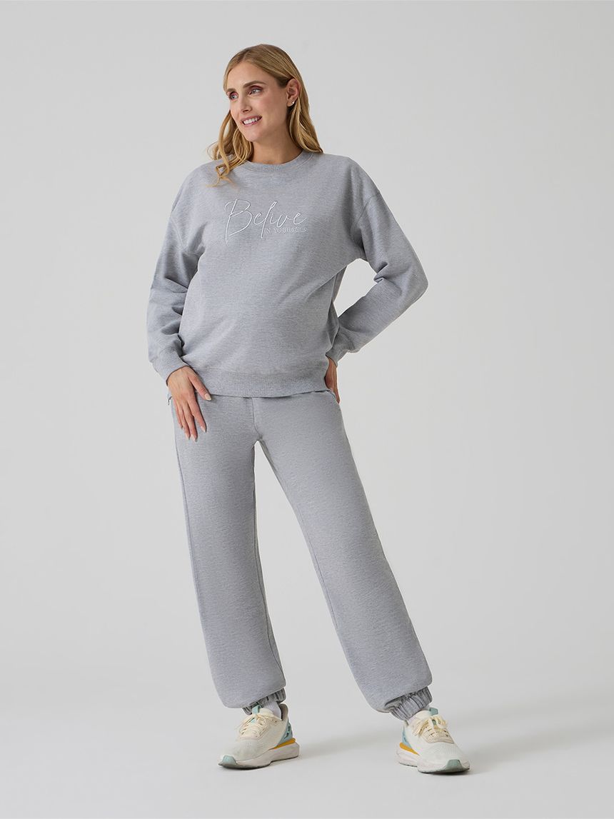 Pantalone gravidanza in felpa grigio chiaro