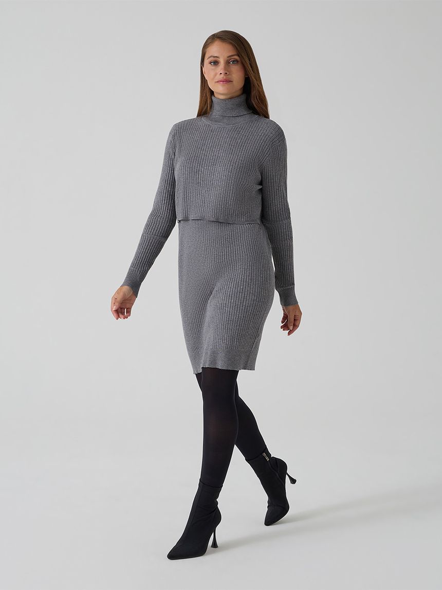 Abito allatamento tricot grigio