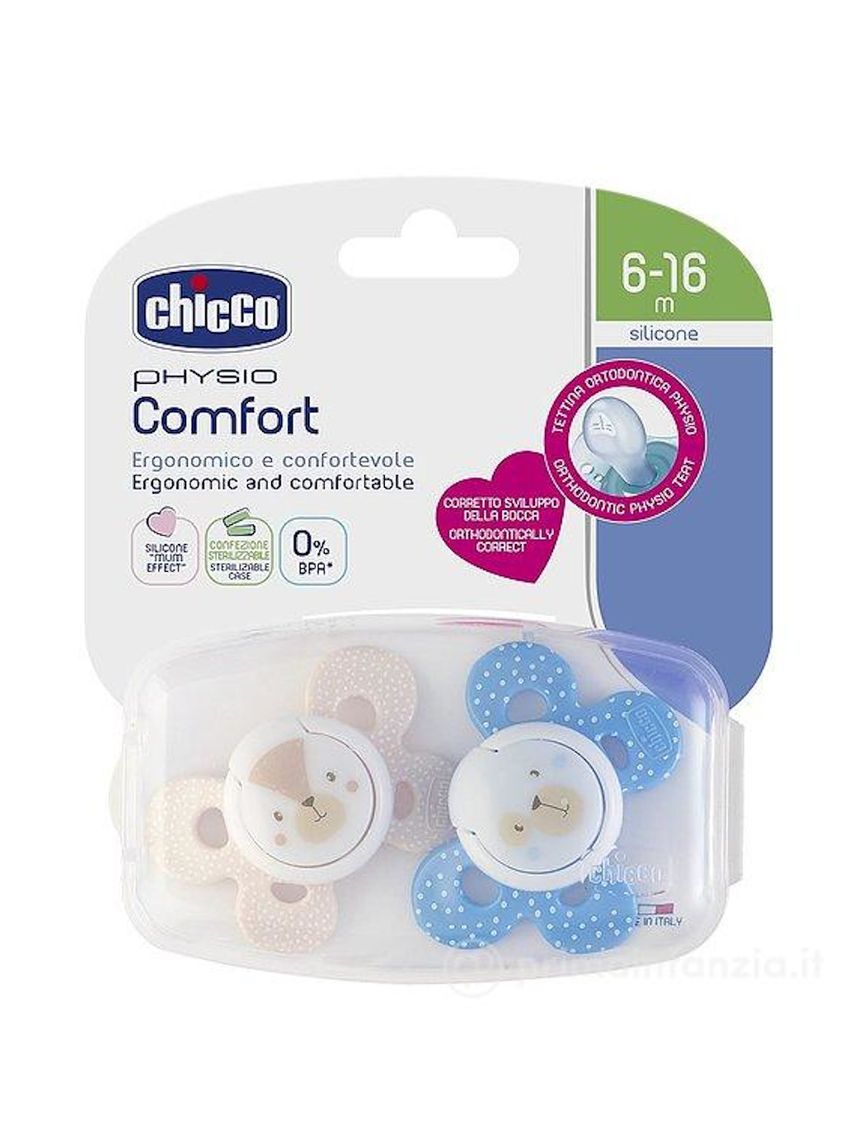Succhietto comfort bimbo silicone 6-16m 2pezzi - chicco