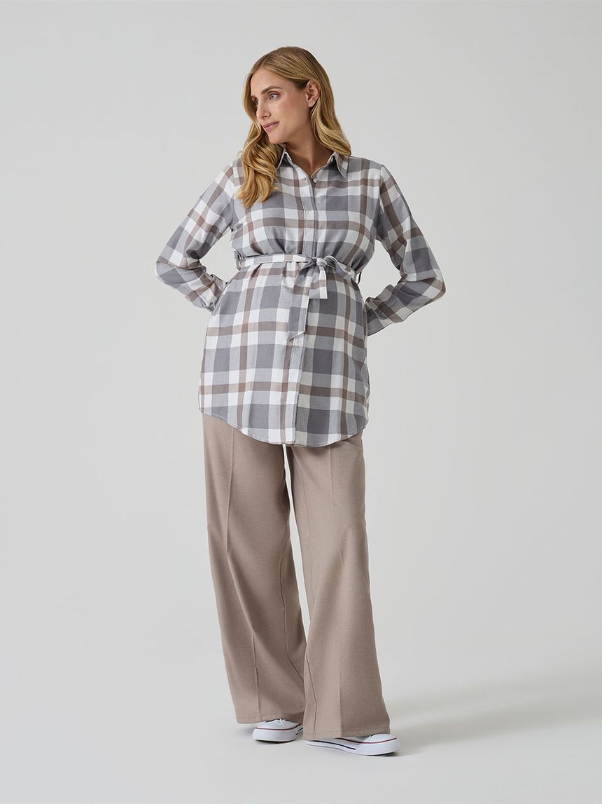 Camicia premaman allattamento tartan con coulisse