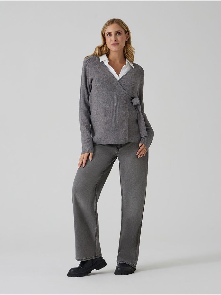 Cardigan portafoglio grigio premaman