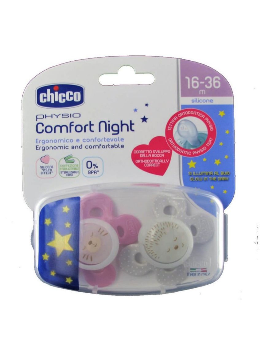 Succhietto comfort lumi bimba silicone 16-36m 2 pezzi - chicco