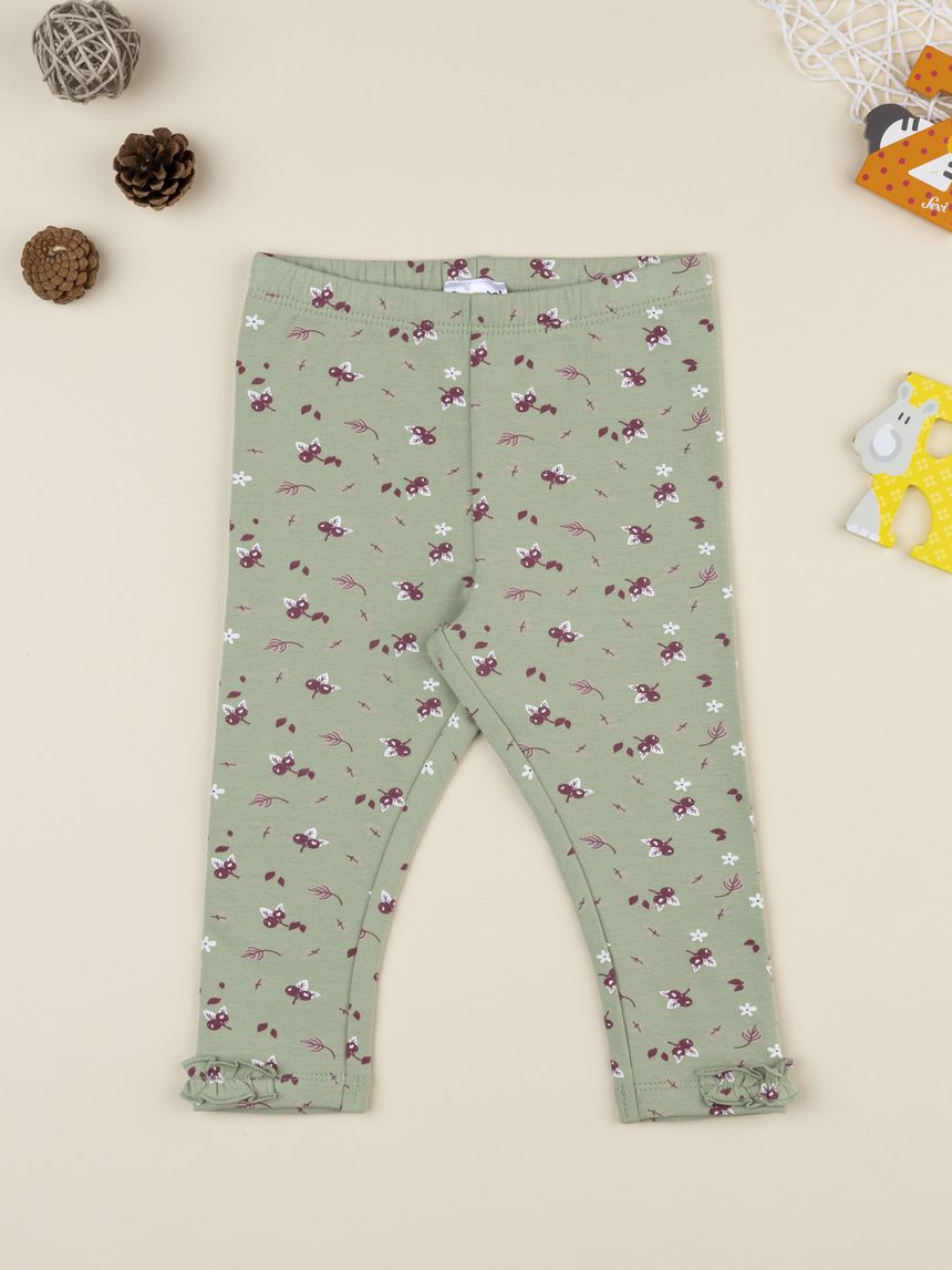 Legging bimba verde stampato