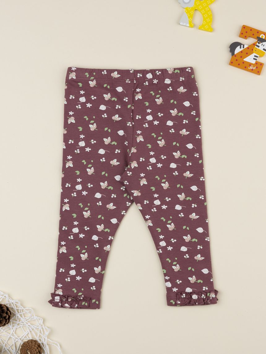 Legging bimba rosa antico stampato