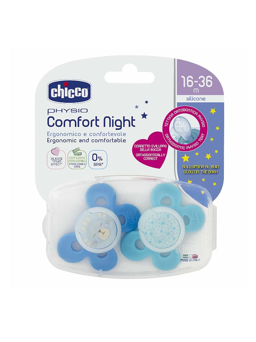 Succhietto comfort lumi bimbo silicone 16-36m 2 pezzi - chicco