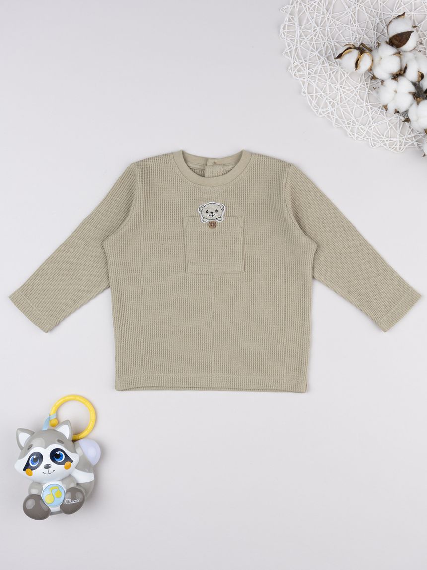 T-shirt waffle marrone bimbo