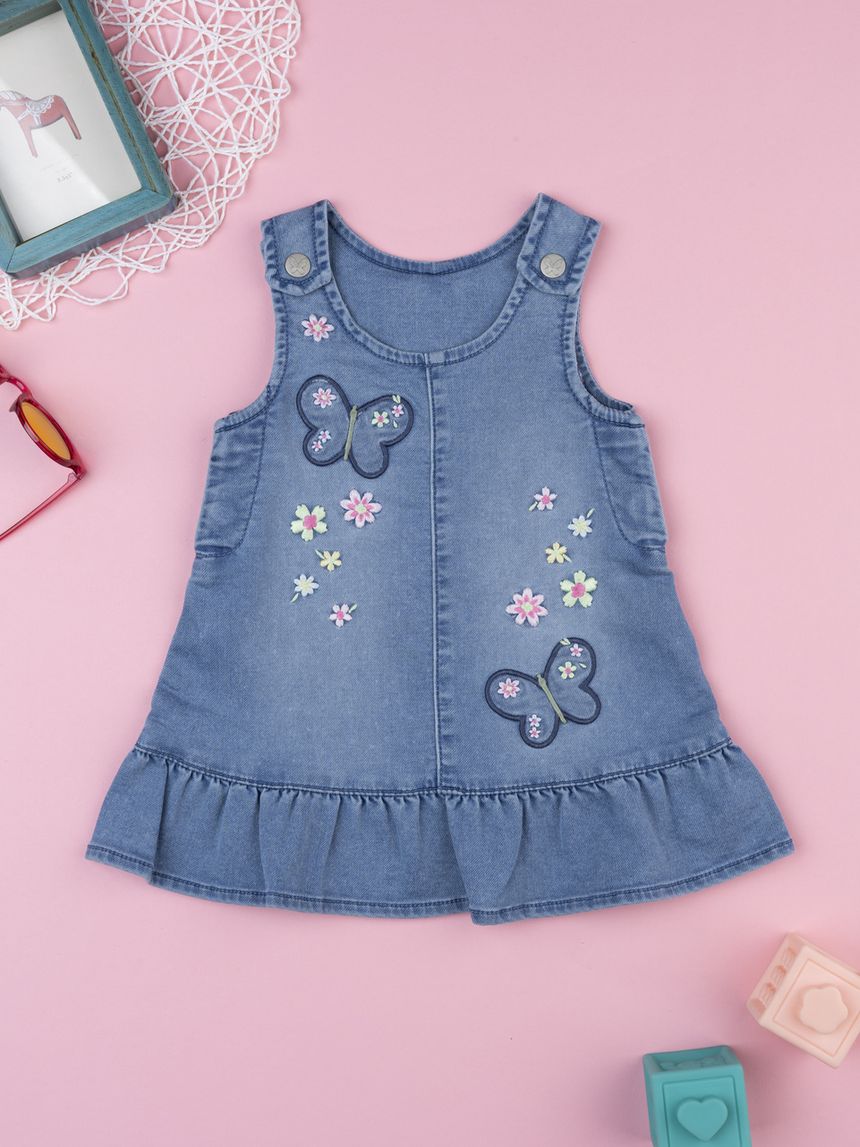 Vestito denim bimba con ricamo