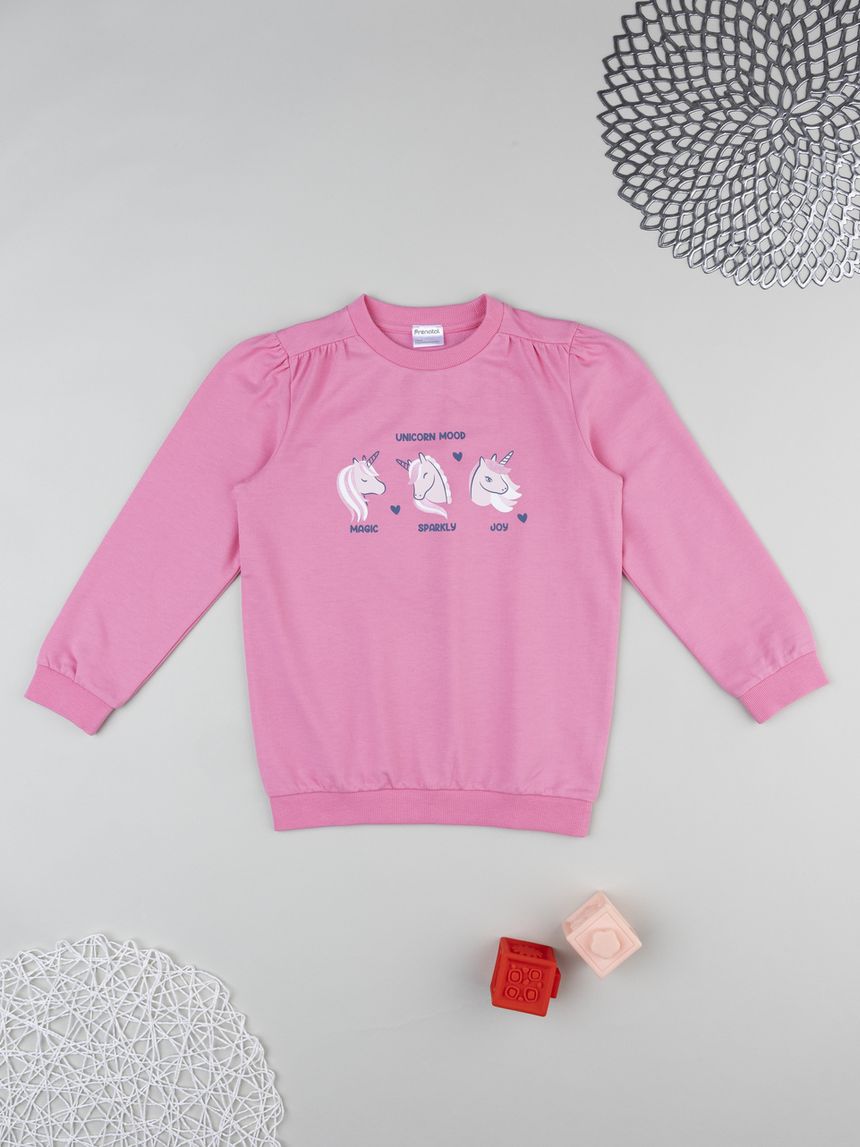 Felpa bambina rosa stampa unicorni