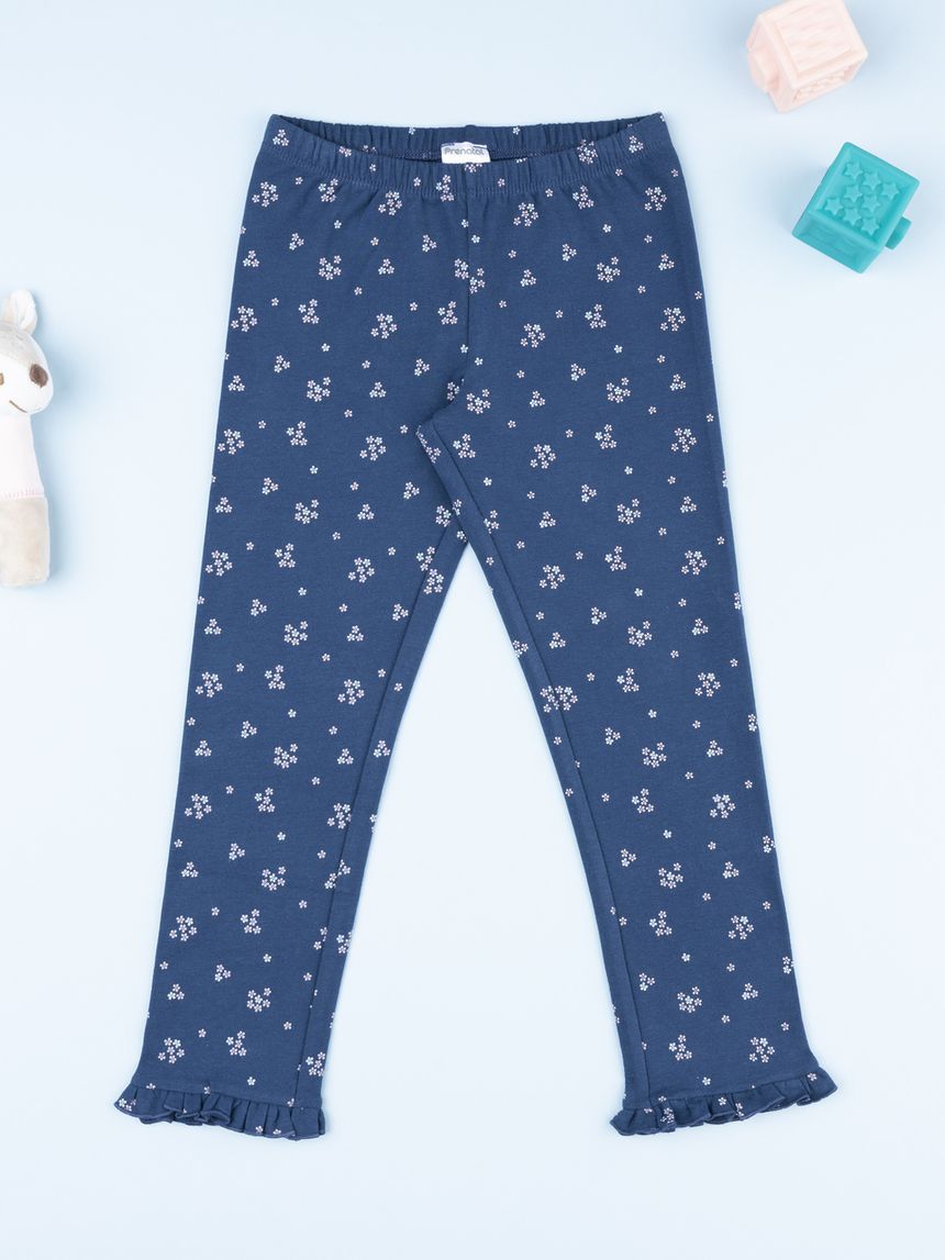 Legging bambina blu micro fiori