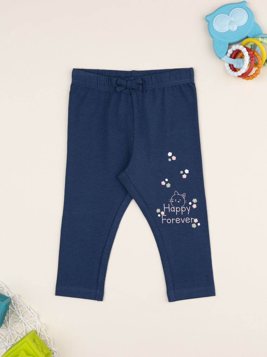 Legging bimba blu stampa gattino