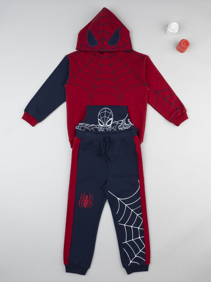 Completo jogging felpato bimbo spiderman