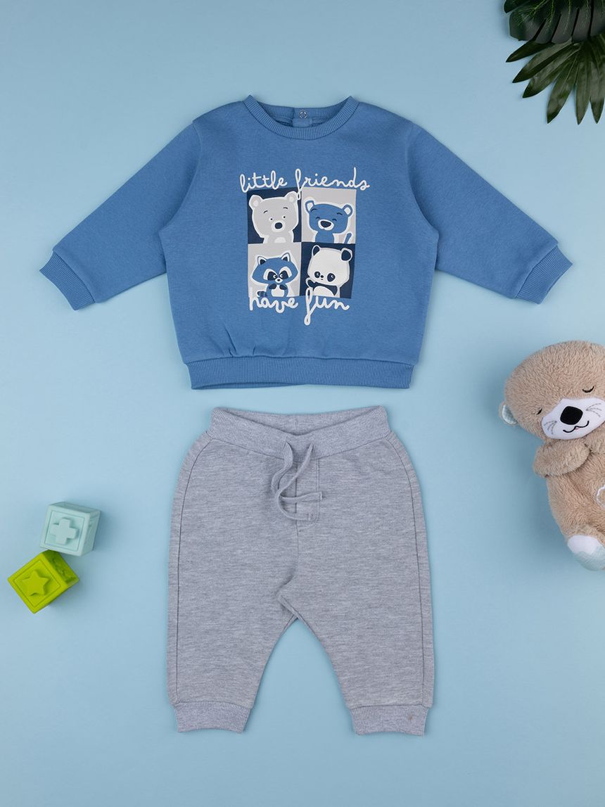 Jogger bimbo blu/grigio orsetti
