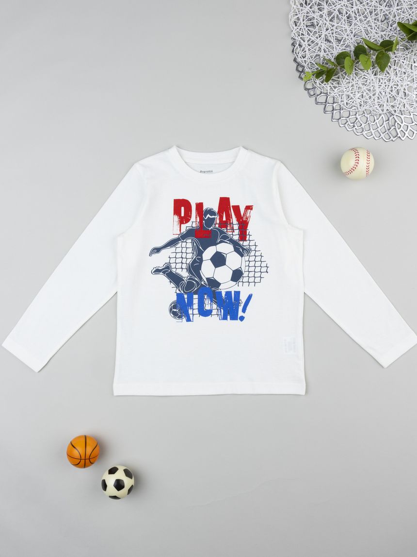 T-shirt bambino bianca stampa soccer