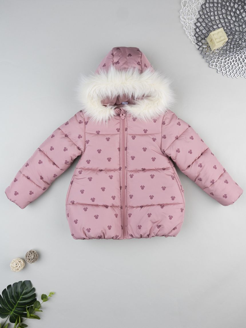 Piumino bimba minnie rosa con pelo
