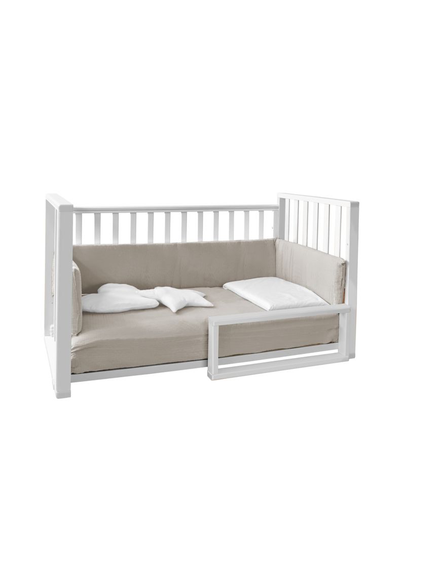 Letto infinito bianco c/tessile muslin sabbia - italbaby