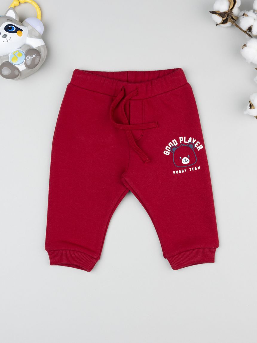 Pantalone bimbo bordeaux con stampa