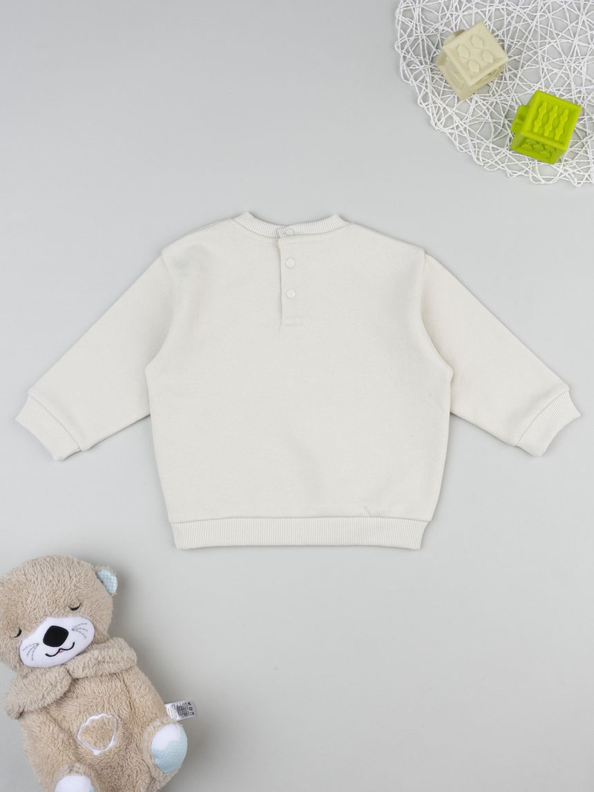 Felpa bimbo beige stampata
