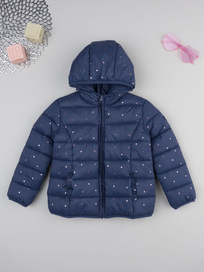 Giubbino bambina blu cuori allover