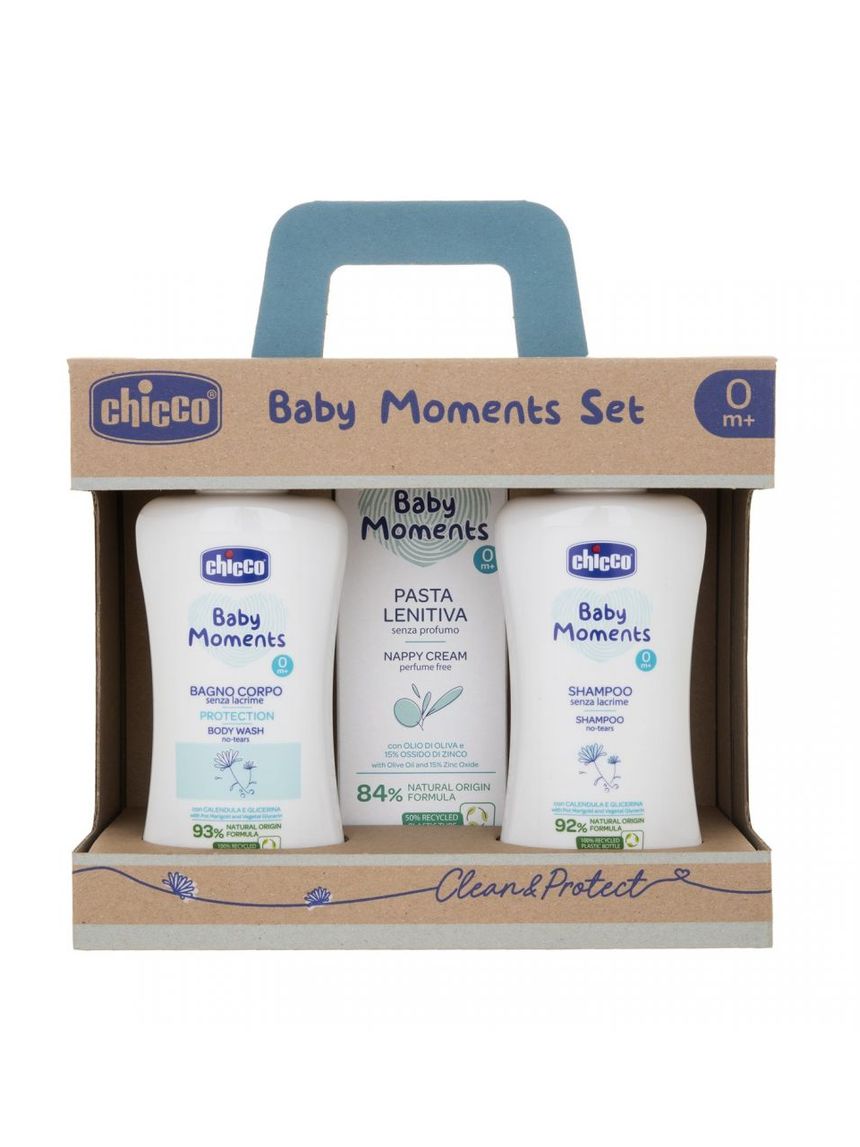 Baby moments set 2 bagno corpo, shampoo, pasta lenitiva - chicco