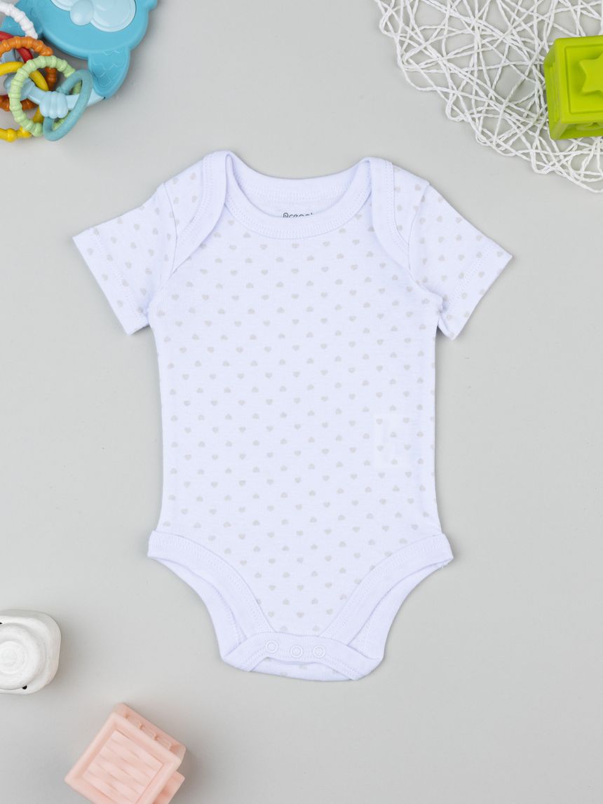 Body costina neonata bianco con cuori