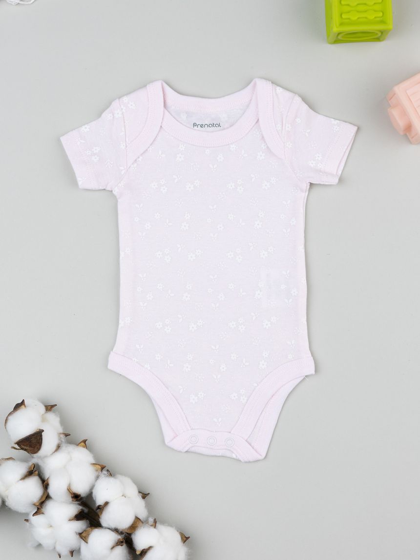 Body costina neonata rosa con fiori