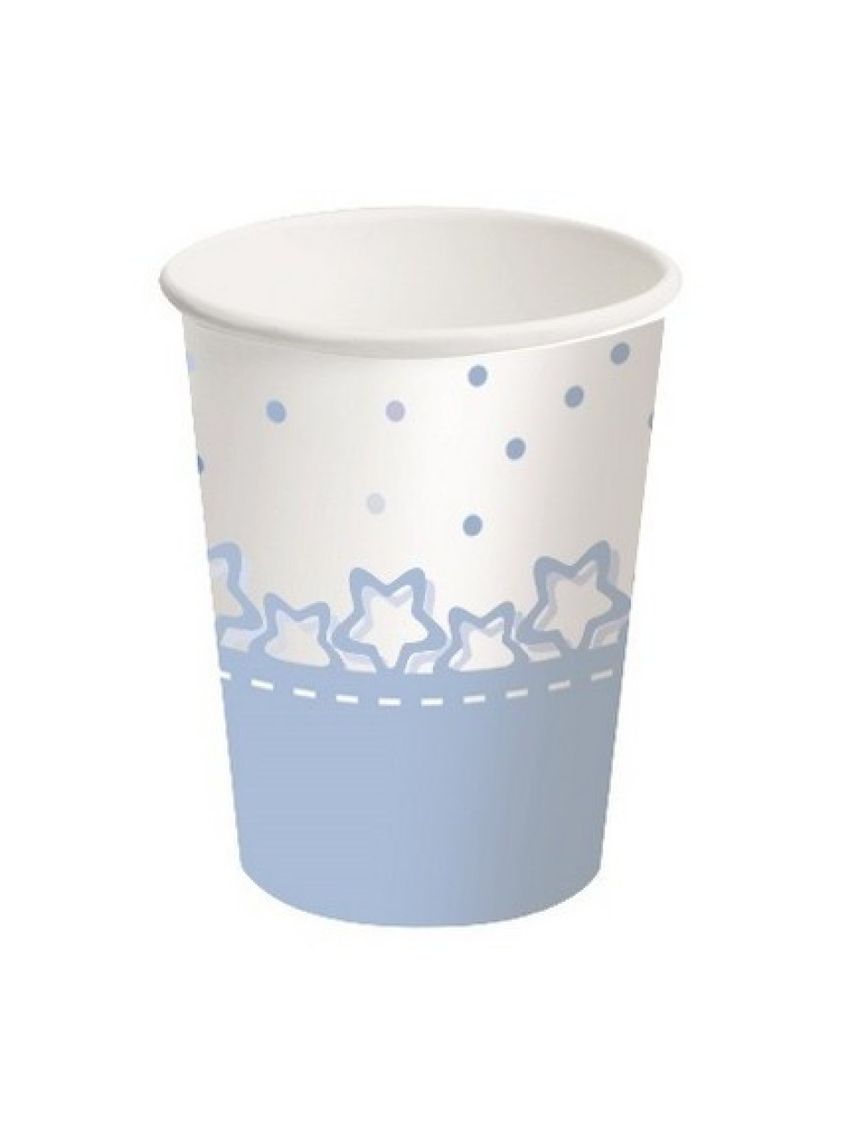 Bicchiere carta 250 ml - 8 pezzi - baby stelle azzurro