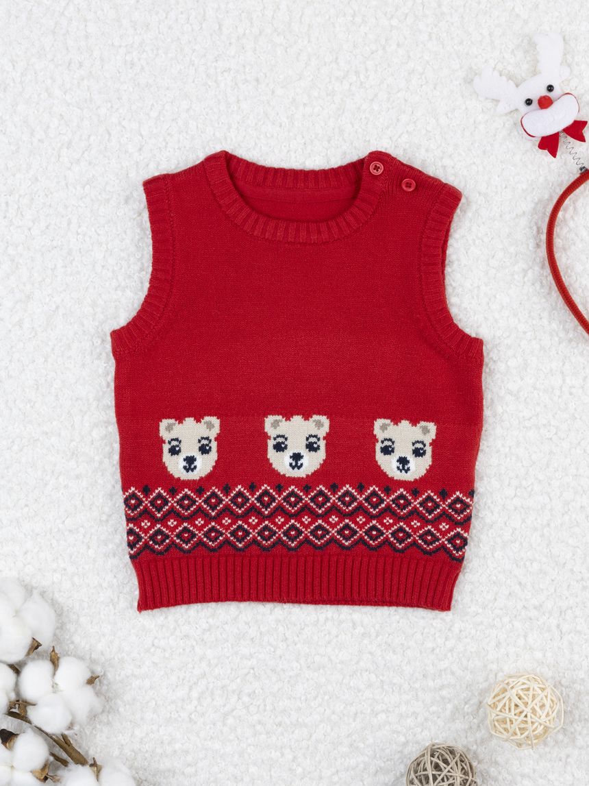 Gilet bimbo rosso ricami