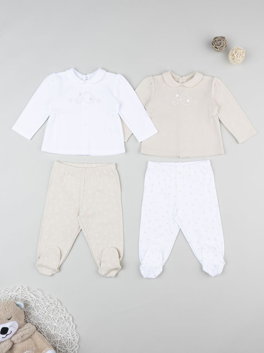 Pack 2 set neonata bianco/beige
