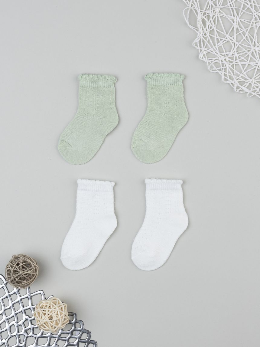 Pack 2 calze bimba bianco/verde