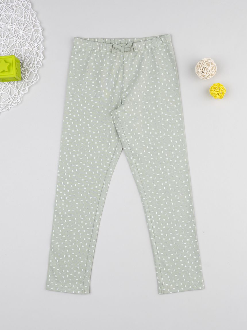 Legging bimba verdi fiori allover