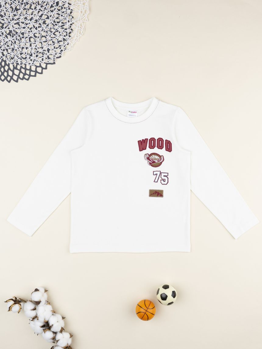 T-shirt bambino bianca "wood"