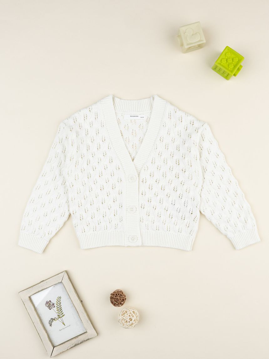 Cardigan traforato bambina bianco