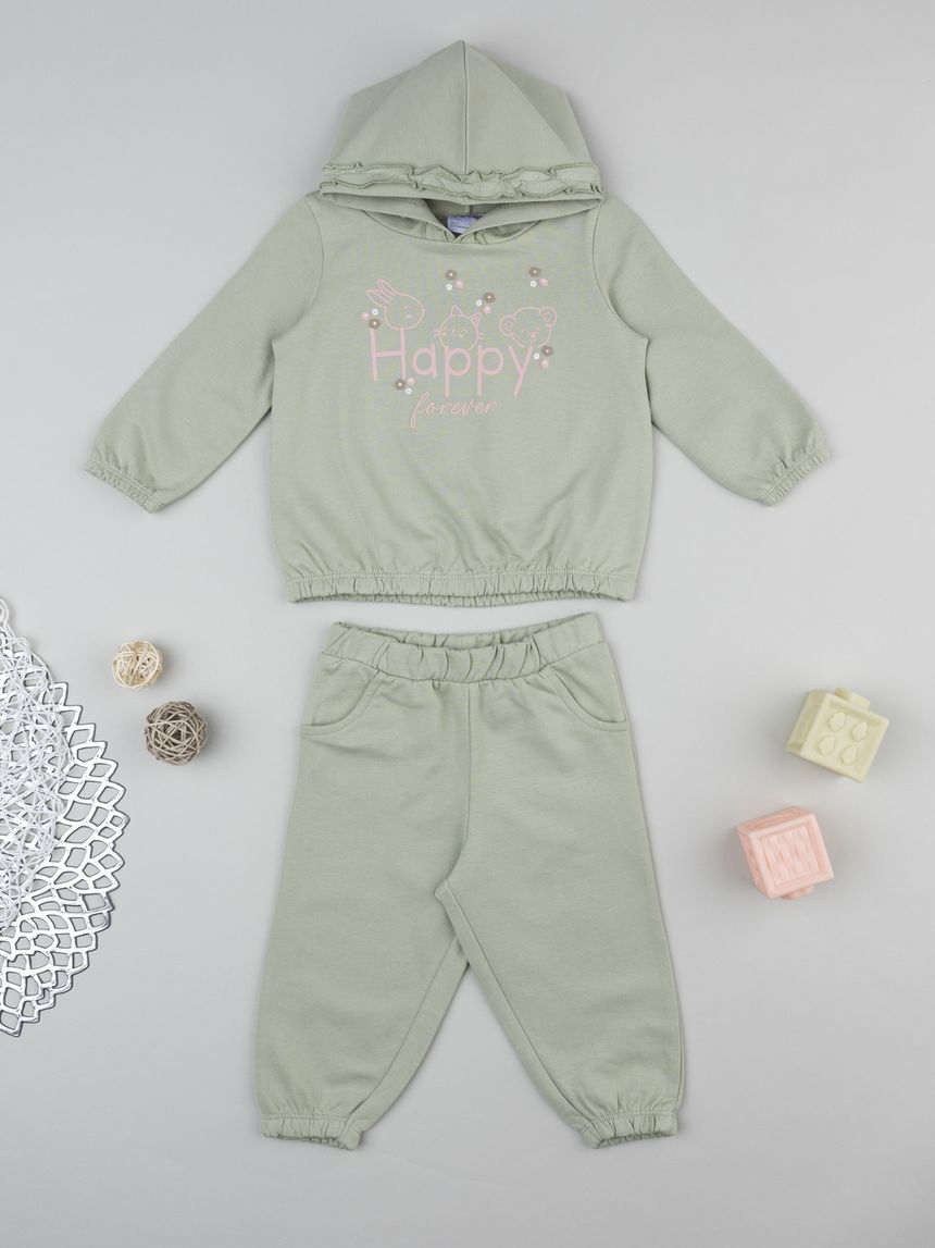 Completo jogging bimba verde "happy"