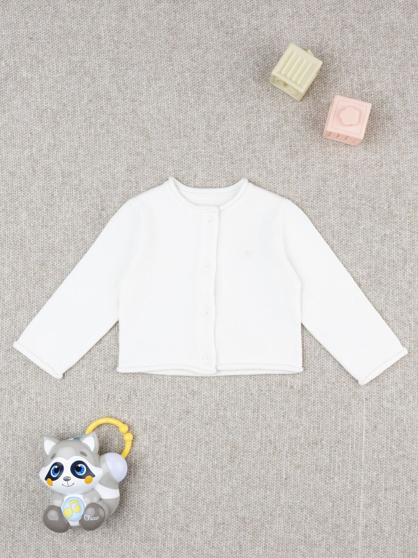 Cardigan bimba bianco girocollo