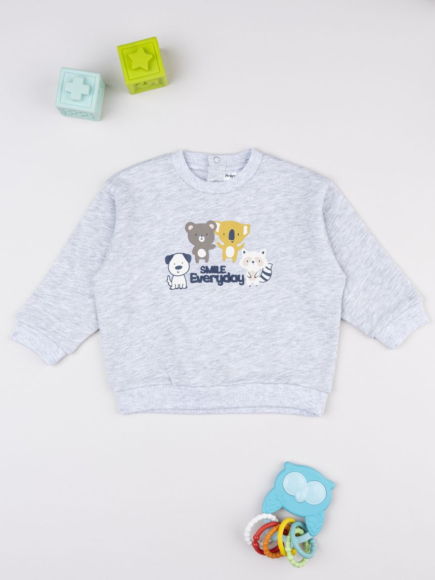 Felpa bimbo grigia stampa "smile everyday"