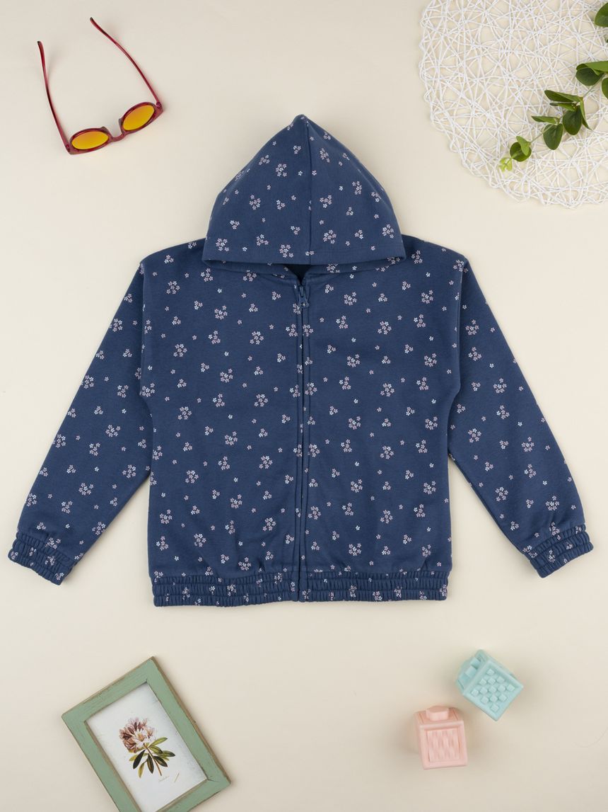 Felpa bimba blu fiori allover